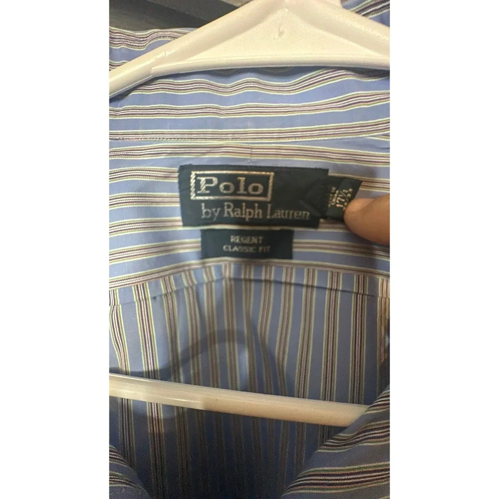 Polo Ralph Lauren Regent Classic Fit Striped Shirt Blue Mens 17.5 32/33
